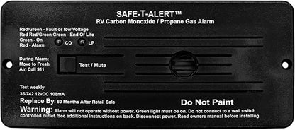 Safe T Alert - Dual LP/CO Alarm - Flush Mount Black - 35-742-BL by SafeTAlert