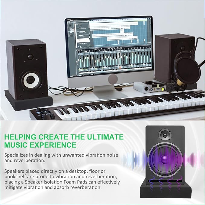 JBER 2 Pack Acoustic Isolation Pads, Studio Monitor Speaker Isolation Foam Pads - Image 6