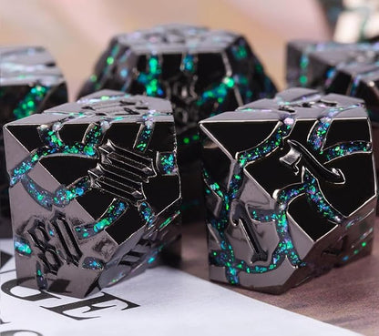 DND Crack Stripe Dice, Metallic Glitter Dice Set - Image 4