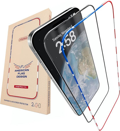 15 Pro Screen Protector for iPhone – USA Flag & Black Frame Design by Intaleo