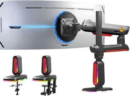 RGB Gaming Monitor-Arm for Flat/Ultrawide/Curved Monitors 32 to 60 inch by NBERGONOMIC