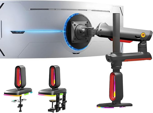 RGB Gaming Monitor-Arm for Flat/Ultrawide/Curved Monitors 32 to 60 inch by NBERGONOMIC