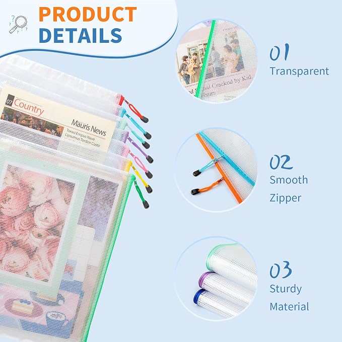 Umriox 32PCS Mesh Zipper Pouch, Zipper Bags - Image 4