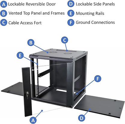 AEONS 12U Professional Wall Mount IT Cabinet Enclosure 19-Inch Server Network - Image 6