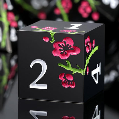 Metal Dice Set D&D, DNDND 7 PCS Flower Metallic DND Dice Set by DNDND