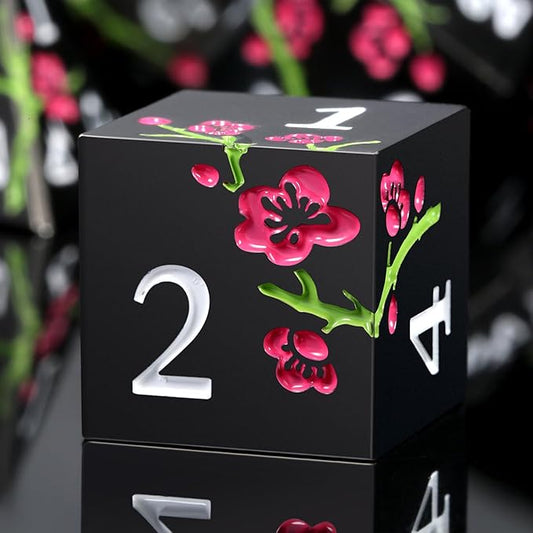 Metal Dice Set D&D, DNDND 7 PCS Flower Metallic DND Dice Set by DNDND