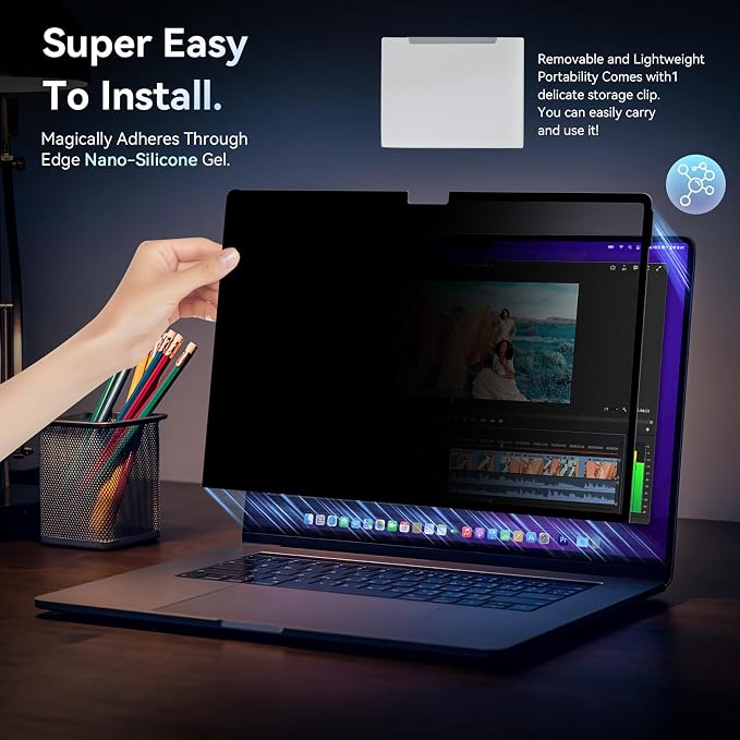 Privacy Screen Protector for MacBook Pro 16 Inch, Easy On/Off Removable Anti - Image 5
