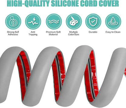 Floor Cord Cover Self Adhesive Cord Hider, 20FT Cable Management, Extension - Image 3