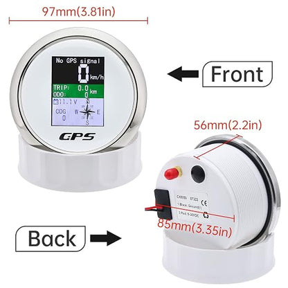 GPS Speedometer 3-3/8" 85mm Boat GPS Speedometer Odometer Waterproof White - Image 4