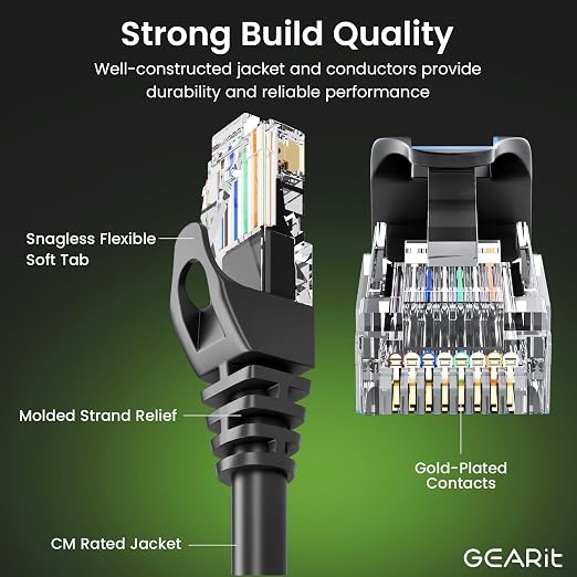 GEARit Cat 6 Ethernet Patch Cable 0.5 ft Black - Image 2