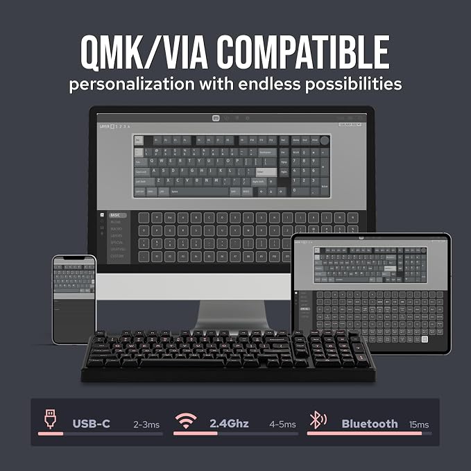EPOMAKER Galaxy100 QMK/VIA Wireless Gaming Keyboard, Aluminum Shell, Pre-Lubed - Image 4