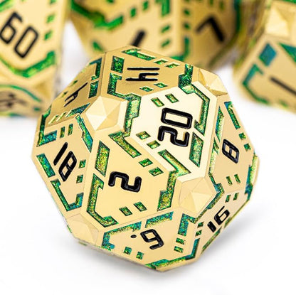 Metal DND Sci-fi Dice Set 7PCS Stripe Polyhedral Dice by OGCOPHEN