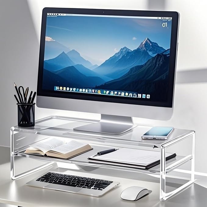 Acrylic Monitor Stand, 2 Tier Computer Monitor Stand Riser，20 inch Acrylic - Image 5