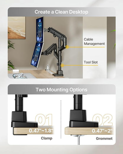 monTEK 17-57 Inch Dual Ultrawide Monitor Arm - Image 7