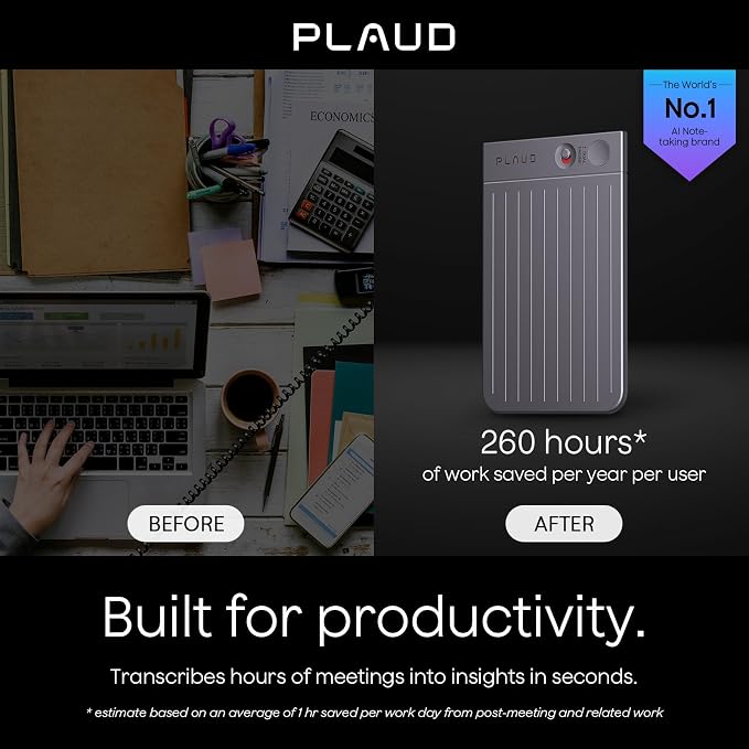 Plaud Note AI Voice Recorder, Voice Recorder w/Case, App Control, Transcribe & - Image 2