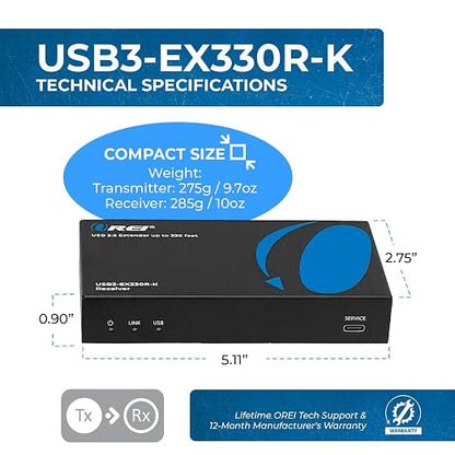 OREI USB 3.2 Over Ethernet HDbaseT Cat6 Extender LAN Upto 330 Feet - Image 5