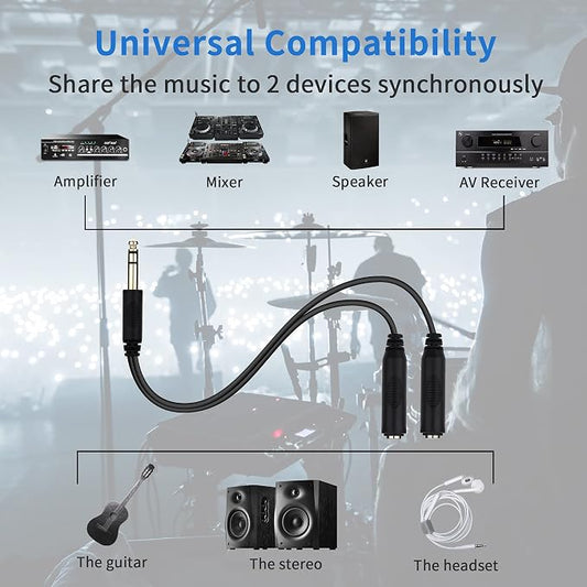 1/4 Splitter Cable, 1/4 Inch TRS Male to Dual 1/4 Inch TRS Female Stereo Jack - Image 2