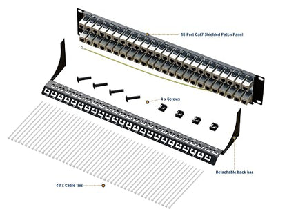 Iwillink 10Gbps Cat7 Patch Panel 48 Port, RJ45 Through Coupler 2U Patch Panel - Image 5