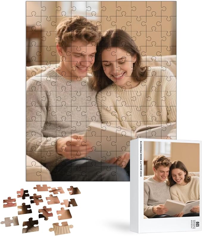 Custom Puzzles from Photos, Personalized Natural Wood Puzzle by EGUEGU