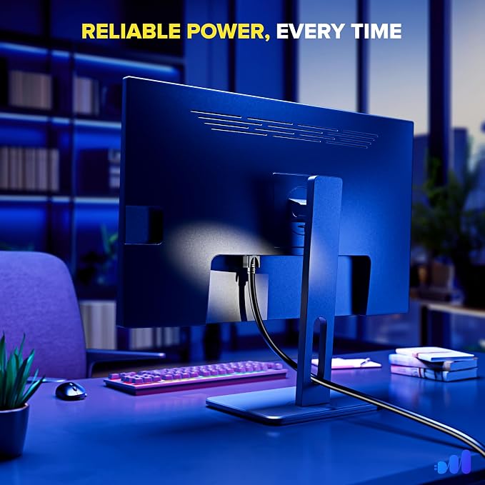 Maximm Monitor Computer Power Cord 10 Ft Flat Plug 360° Rotating PC Cable 3 - Image 4