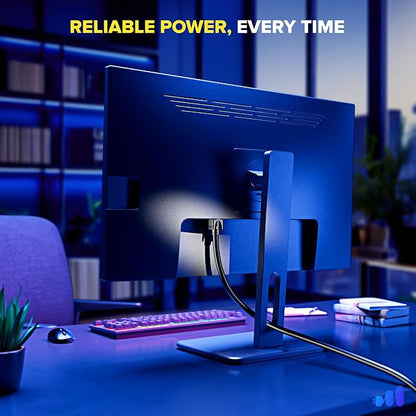 Maximm Monitor Computer Power Cord 1 Ft Flat Plug 360° Rotating PC Cable 3 - Image 4
