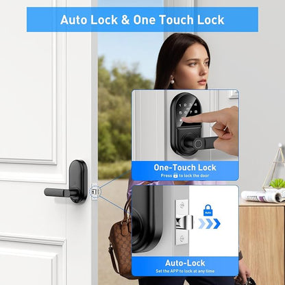 Smart keypad Door Lock with Handle，Fingerprint Keyless Entry Digital Lock with - Image 6
