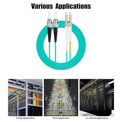 Fibergaga-5Pack OM3 LC to ST Multi-Mode Fiber Patch Cable, Duplex 50/125µm - Image 5