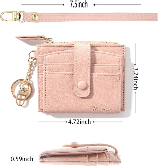 Keychain Wallet Wristlet Small Credit Card Holder Bracelet Key Chain Purse - Image 2