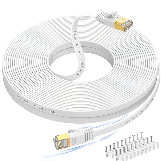 Ethernet Cable 75 ft, Supports Cat 8/ Cat 7 Standard High Speed Flat Design by Folishine