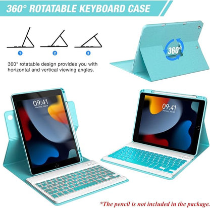 Keyboard Case for iPad 9th/8th/7th Generation 10.2 inch, 360° Rotatable iPad - Image 3