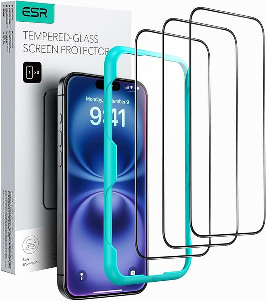 ESR 3 Pack for iPhone 16 Plus/iPhone 15 Plus Screen Protector, Full Coverage by ESR