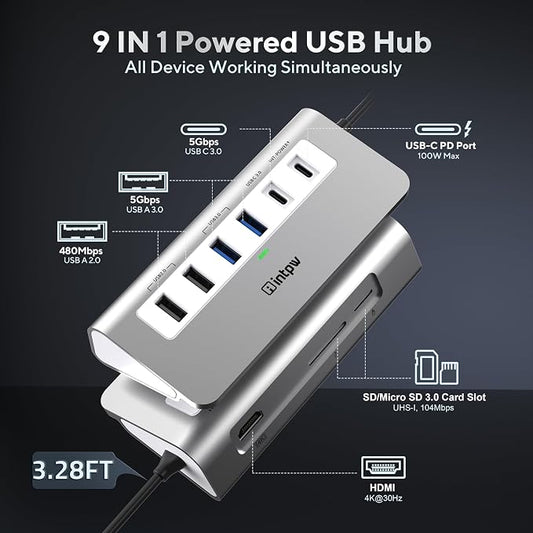 USB C Hub, 9-in-1 Laptop Docking Station - Image 2