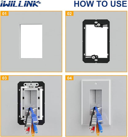Iwillink Brush Wall Plate, Cable Pass Through Insert - Image 6