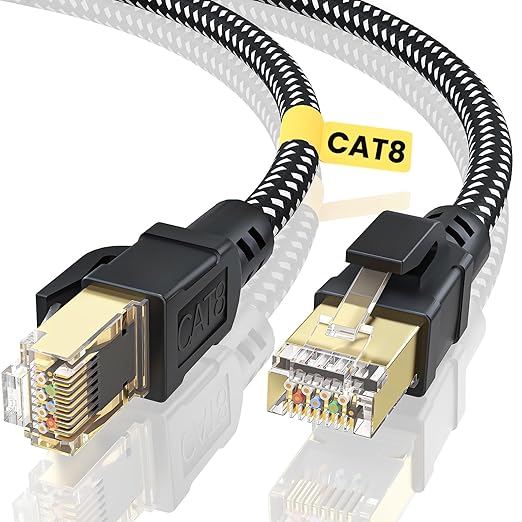 BUSOHE Cat 8 Ethernet Cable 15FT, High Speed 40Gbps 2000Mhz Braided Network by BUSOHE