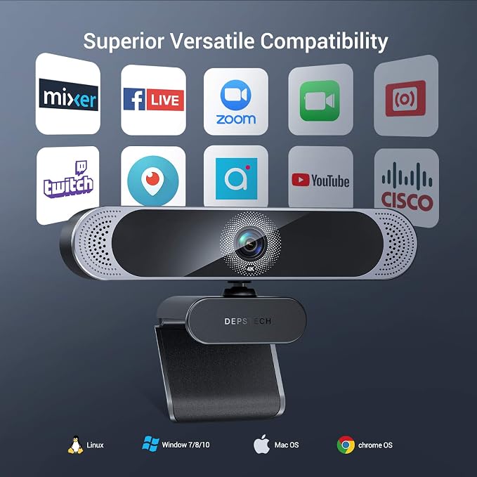 DEPSTECH 4K Webcam, DW49 HD 8MP Equipped - Image 7