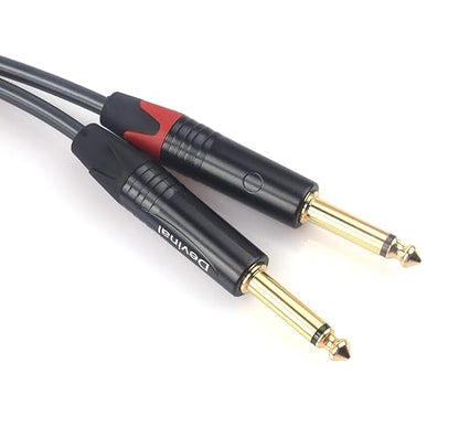 Devinal 1/4 to Dual 1/4 Y-Splitter Cable, 6.35mm TRS to Dual 6.35mm TS Insert - Image 4