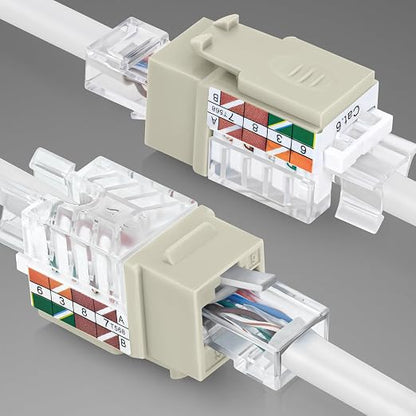 Everest 45° Angled RJ45 Cat6A Keystone Jacks 50-Pack in Ivory - Image 8