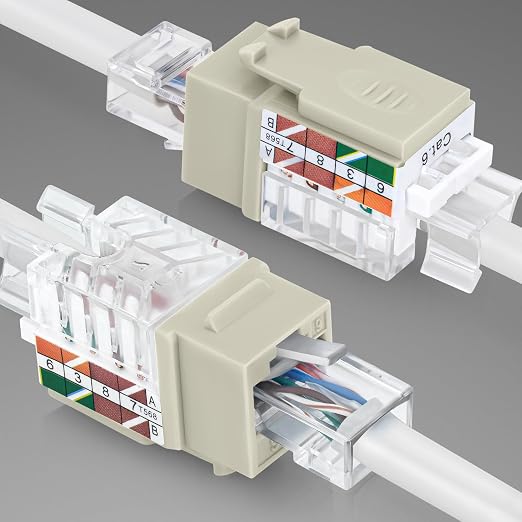Everest 45° Angled RJ45 Cat6 Keystone Jacks 10-Pack in Ivory - Image 8