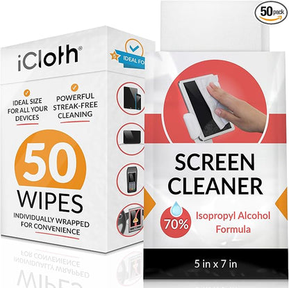 iCloth 70% Isopropyl Alcohol Large Screen and Electronics Wipes, Streak-Free by iCloth