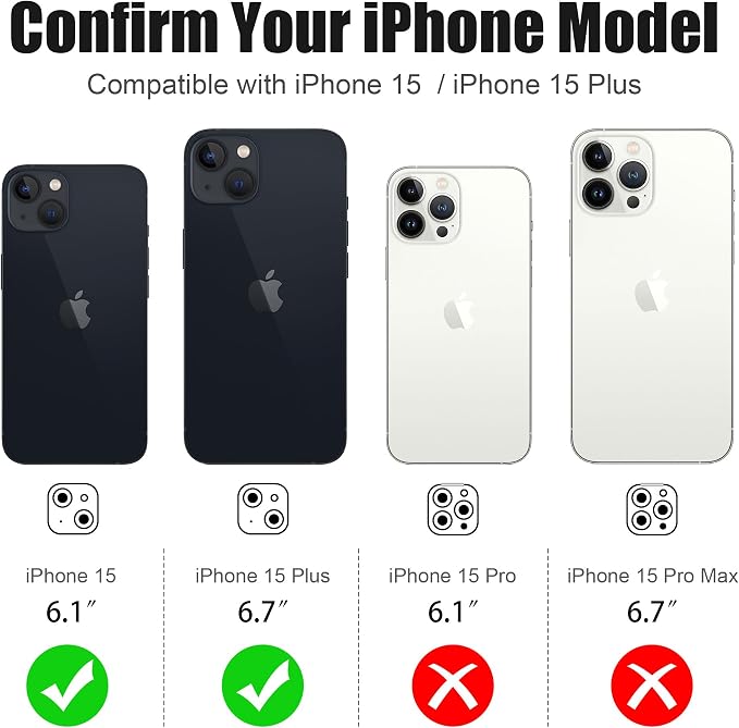 AGVEE 3+3 6 Pack for iPhone 15 6.1" / 15 Plus 6.7" Camera Lens Cover Protector - Image 2