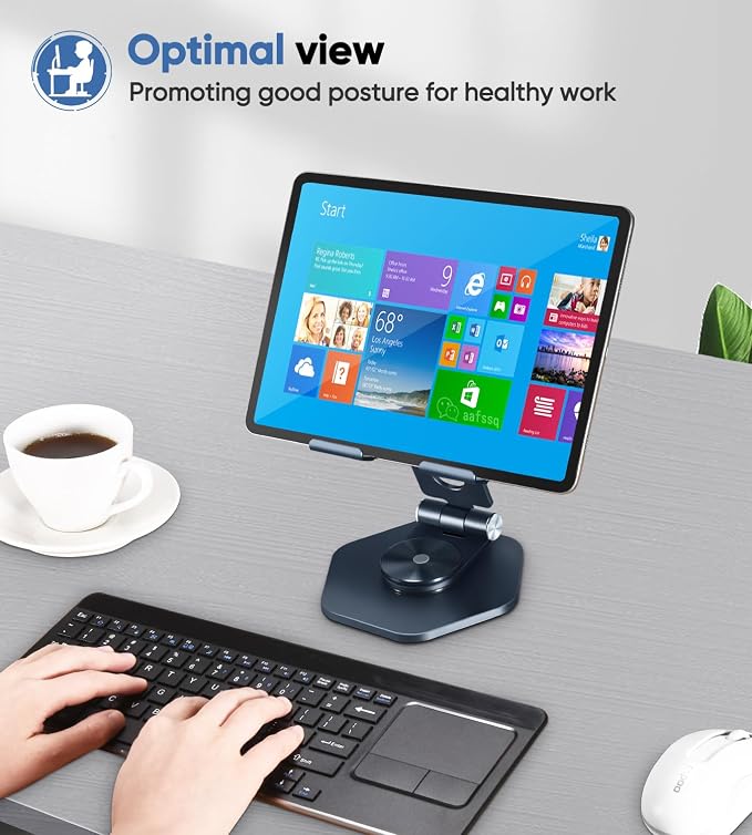 Foldable Aluminum Tablet Stand for Desk, 360° Swivel iPad & Tablet Holder – - Image 6