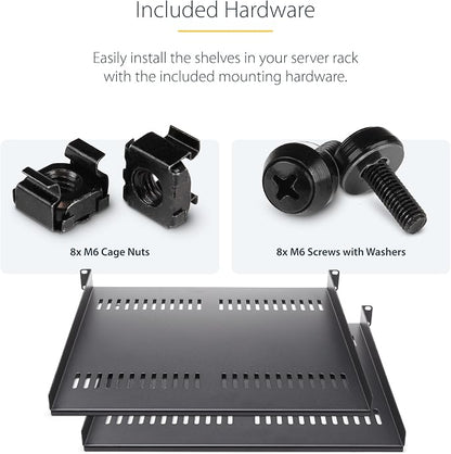 StarTech.com 2-Pack 1U Server Rack Shelf, Vented Rack Mount Cantilever Shelf - Image 7