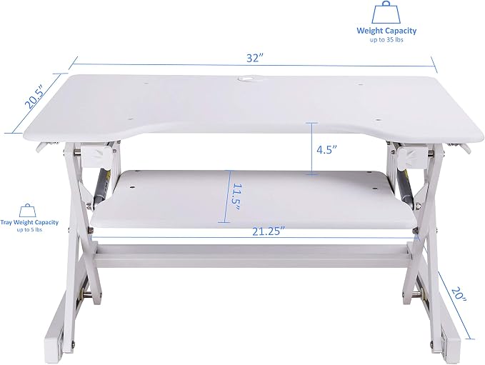 Rocelco 32" Height Adjustable Standing Desk Converter - Image 3