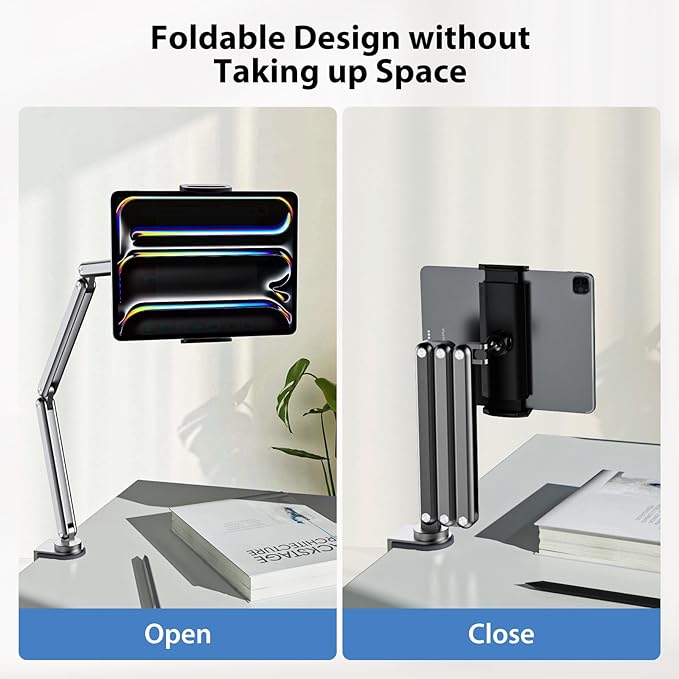 Tablet Stand for Desk, Aluminum Alloy Foldable Tablet Arm Mount Holder - Image 5