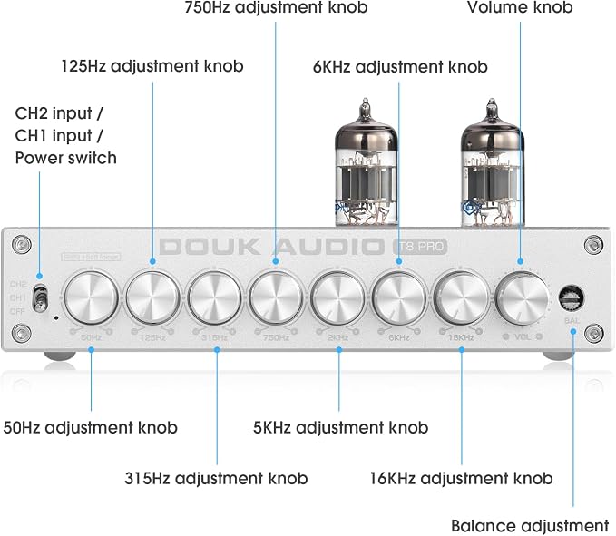 Douk Audio HiFi Vacuum Tube 7-Band EQ Preamp Equalizer XLR Pre-Amplifier Home - Image 6