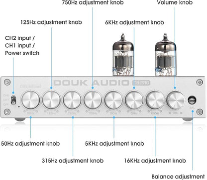 Douk Audio HiFi Vacuum Tube 7-Band EQ Preamp Equalizer XLR Pre-Amplifier Home - Image 6