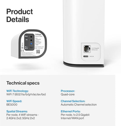Linksys Velop Micro 7 Dual-Band BE5000 Wi-Fi 7 Mesh System | 4 WiFi Streams up - Image 5
