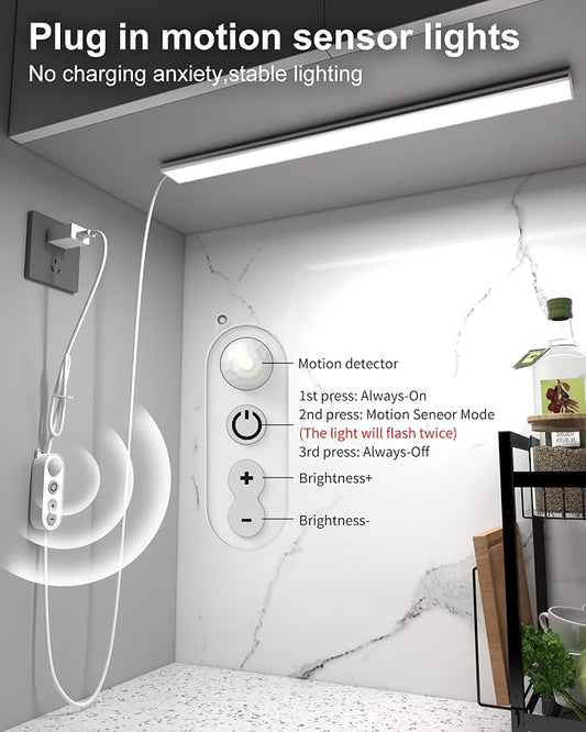 ASOKO Motion Sensor Dimmable Led Under Cabinet Lighting, 16 inches Plug in Led - Image 2