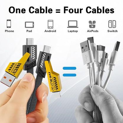 2Pack 4 in 1 Fast Charging Cable, Transferring Data, 6.65 Ft, Braided Cable 65W - Image 3