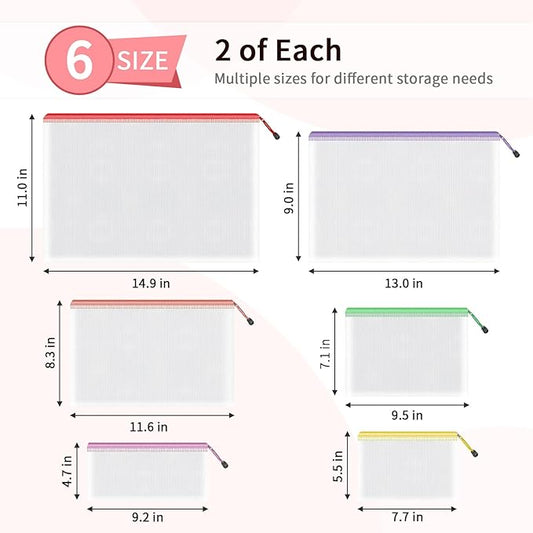 Umriox Zipper Bags, 6 Assorted Size, Project Bags - Image 2